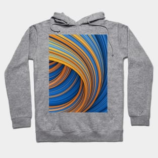 Fountain Flux Orange and Blue Abstract Wave Minimal Artwork Hoodie